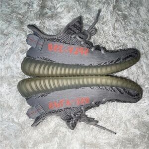 Gray and orange Yeezy Boost 350 Sneakers